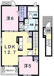サンリット北野1 2LDKの間取図画像