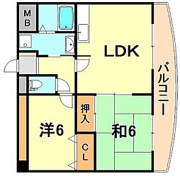 フェリスメンテ狩口台 2LDKの間取図画像