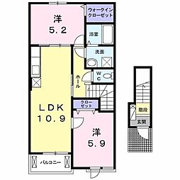 テールリュミエール1 2LDKの間取図画像