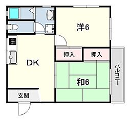 ユーハウス 2DKの間取図画像