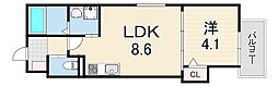 シーサイドヒル西新町 1LDKの間取図画像