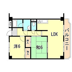 峠ハイツ 2LDKの間取図画像
