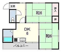 メゾン・ミナミ松原 2DKの間取図画像