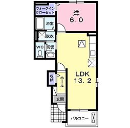 ウエストシー 1LDKの間取図画像