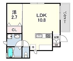 アリビア太寺 1LDKの間取図画像