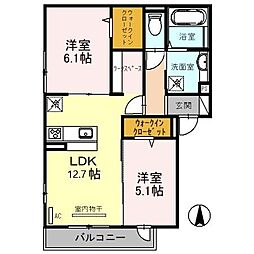 ラ・フェリーチェ 2LDKの間取図画像
