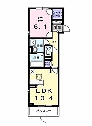 カネコハイツ 1LDKの間取図画像