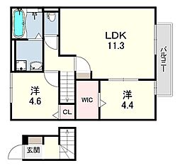 カスタリア堀町 2LDKの間取図画像