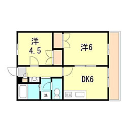 ウイングメゾン 2DKの間取図画像