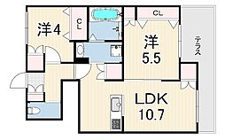 ルポンドペルル 2LDKの間取図画像