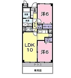 クレッシェンドWAKOU 2LDKの間取図画像