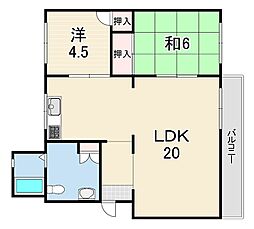青山台住宅60号棟 2LDKの間取図画像