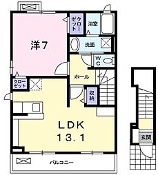 ランドロワクロレ 1LDKの間取図画像