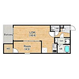 ジーメゾン王居殿 1LDKの間取図画像