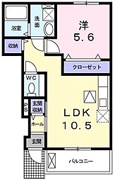 グリーンヒル朝霧 1LDKの間取図画像