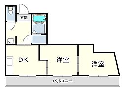 芦田マンション 2DKの間取図画像