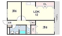 ウエストヴィラ西本 3DKの間取図画像