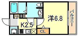 ル・シャンデパン 1Kの間取図画像