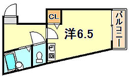 タルミフラット2 ワンルームの間取図画像