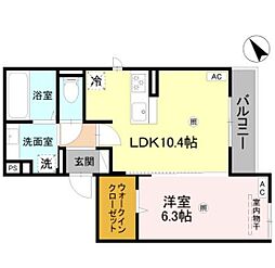 明石市大久保町駅前1丁目アパート 1LDKの間取図画像
