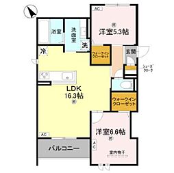 明石市大久保町駅前1丁目アパート 2LDKの間取図画像
