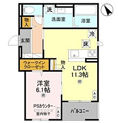 明石市大久保町駅前1丁目アパート 1LDKの間取図画像