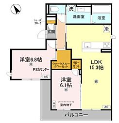 明石市大久保町駅前1丁目アパート 2LDKの間取図画像