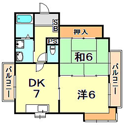 io垂水2 2DKの間取図画像