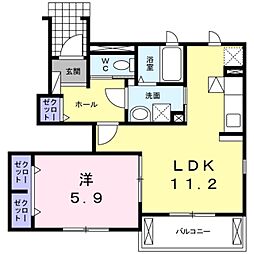 ミーテククル 1LDKの間取図画像