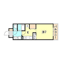Cornicheポコアポコ明石鍛治屋町五番館 1Kの間取図画像