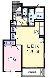 アンサードリームNKT 1LDKの間取図画像