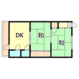 第二久堀荘 2DKの間取図画像