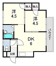 シーライフ東二見 2DKの間取図画像
