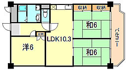 第2コーポ学苑荘 3LDKの間取図画像