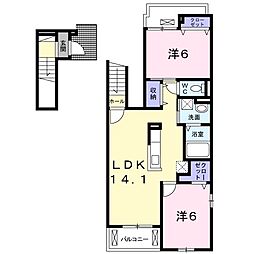 ディアコート二見1 2LDKの間取図画像
