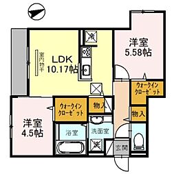 ディールーム北斎 2LDKの間取図画像