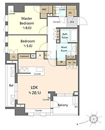 パークナード代官山 2LDKの間取図画像