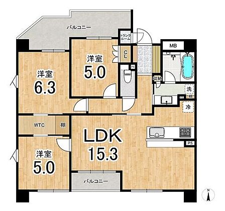 【間取図】角部屋3LDK