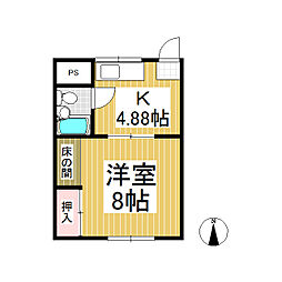 山好ハイツ 1Kの間取図画像