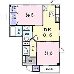 フォンテーヌB 2DKの間取図画像