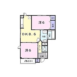 リバーウエストB 2DKの間取図画像