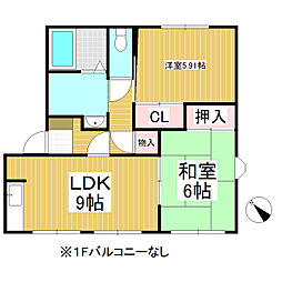 ビラ芳南台A 2DKの間取図画像