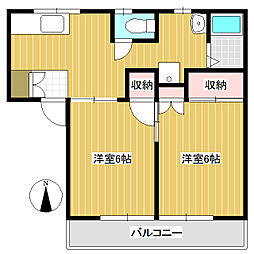 ベルメゾン丸山Part1A棟 2DKの間取図画像