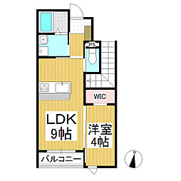 クレスト中之条 1LDKの間取図画像