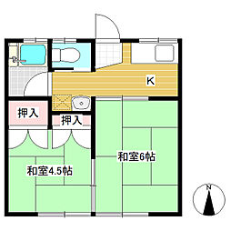 丸満ハイツ 2Kの間取図画像