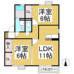セジュールアシストA 2LDKの間取図画像