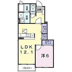カーサエレガンテC 1LDKの間取図画像