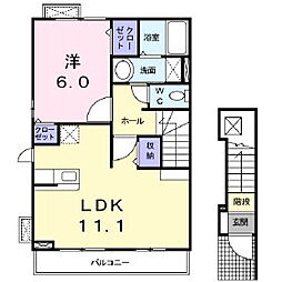 コネチカットB 1LDKの間取図画像