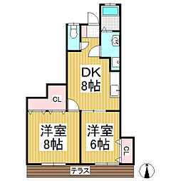 林アパート 2DKの間取図画像