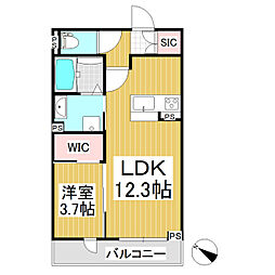 ベレオ天神 1LDKの間取図画像